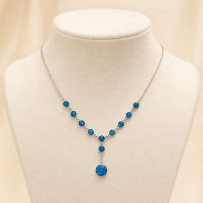 Azurea Necklace Χειροποίητο Κολιέ με Μπλέ Στοιχεία Ρητίνης