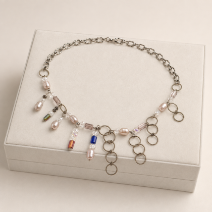 Muse Pearl Crystal – Χειροποίητο Κολιέ με Φυσικά Μαργαριτάρια