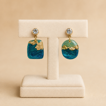 Calypso Earrings Χειροποίητα Σκουλαρίκια απο Ρητίνη και Κρύσταλλ