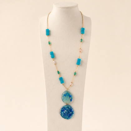 Meltemi Amazonite – Χειροποίητο Κολιέ με Φυσικές Πέτρες Αμαζονίου