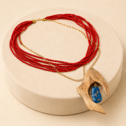Calista Necklace Χειροποίητο Κολιέ με Φυσικό Ξύλο και Ρητίνη