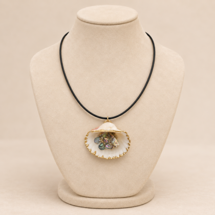 Oceania Necklace – Statement Κολιέ με Φυσικό Κοράλλι & Μαργαριτάρι