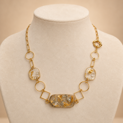 Aurelia Necklace Χειροποίητο Κολιέ με Φύλλα απο Χρυσό και Ασήμι