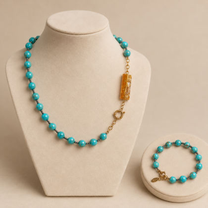 Sahara Necklace – Χειροποίητο Κολιέ με Νεφρίτη & Ρητίνη