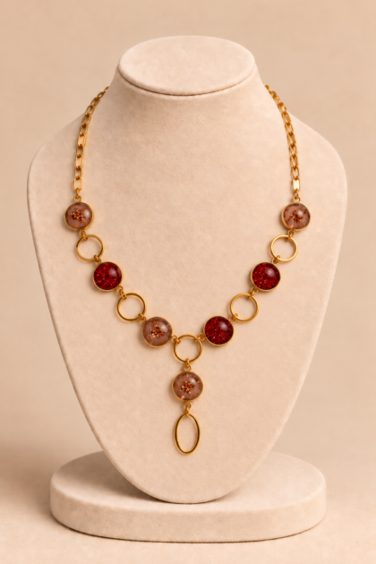 Rubena Necklace. Χειροποίητο Κολιέ με Ρητίνη.