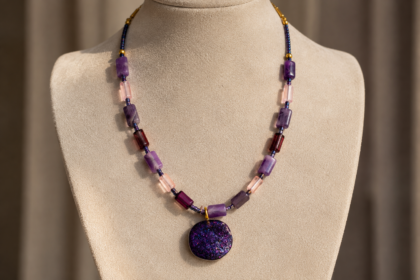 Amethys Necklace. Χειροποίητο Κολιέ με Αμέθυστο και Ρητίνη.