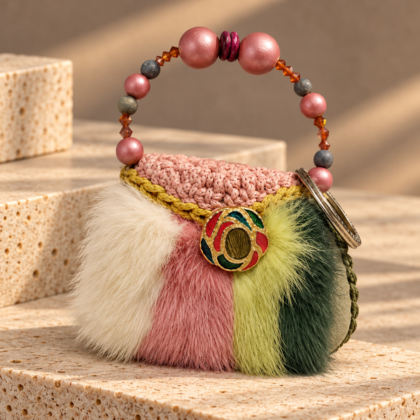 Fiora. Χειροποίητο Bag Charm από Φυσική Γούνα