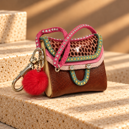 Mirella. Χειροποίητο Bag Charm με Δέρμα.