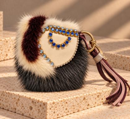 Azelle. Χειροποίητο Bag Charm από Φυσική Γούνα.