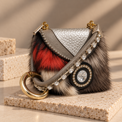 Ravenna. Χειροποίητο Bag Charm από Φυσική Γούνα.